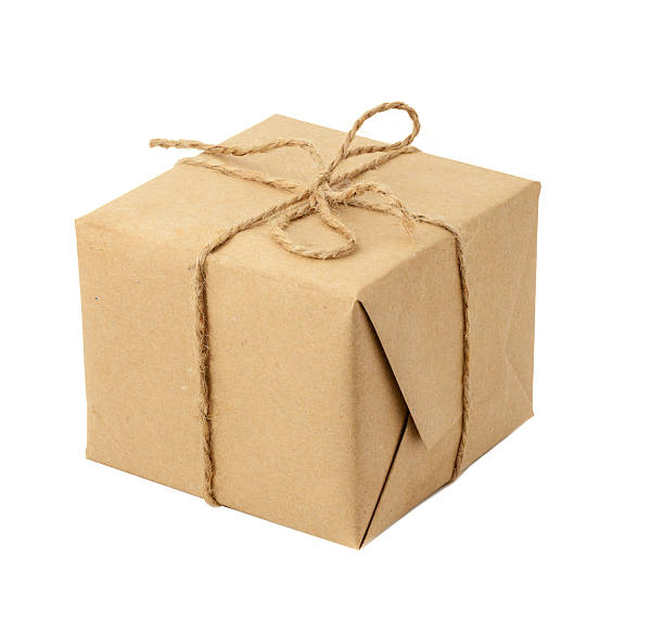 istock Gift box wrapped with craft paper and twine isolated 628088732