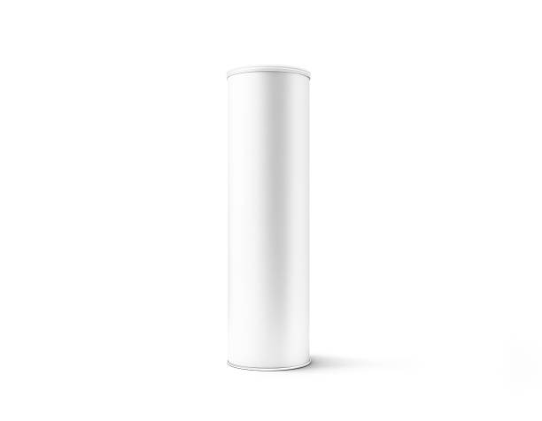 istock Blank white cardboard cylinder box mockup with plastic lid 628088956