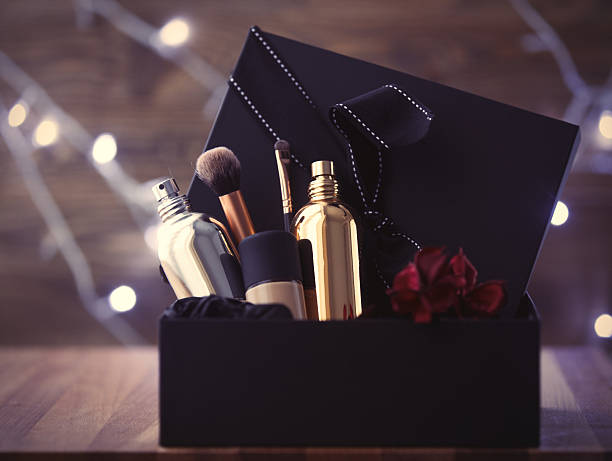 istock Vintage fairy lights and cosmetic bottles 628089580