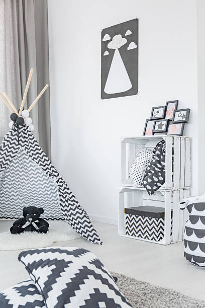 istock Modern child room with tent 628090672