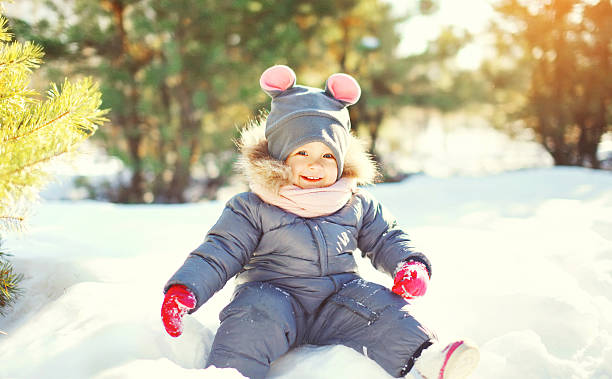 istock Winter happy smiling child playing in snow 628091336
