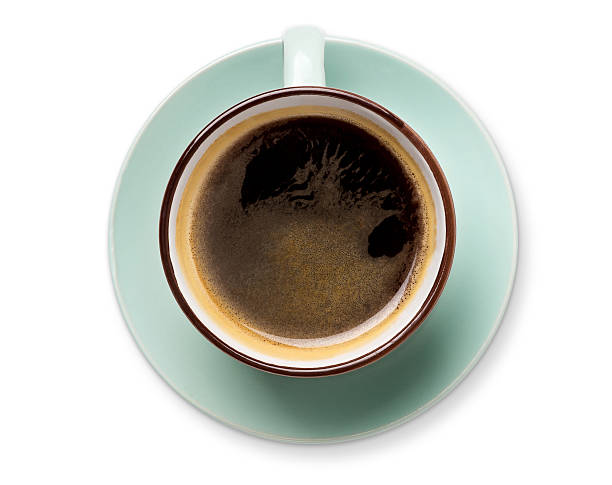 istock Espresso or americano, black coffee cup above on white background 628092050