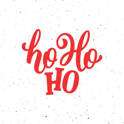 Ho Ho Ho Christmas vector greeting card with modern brush lettering. Banner for winter season greetings