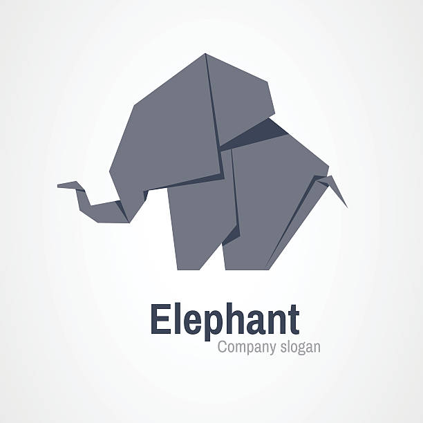 종이 접기 코끼리 로고 - paper simplicity backgrounds large stock illustrations