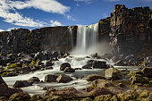 Oxararfoss waterfall in Thingvellir (Þingvellir) National Park, Iceland.