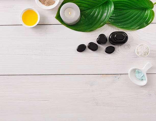 istock Spa treatment, aromatherapy background. Details and accessories 628101874