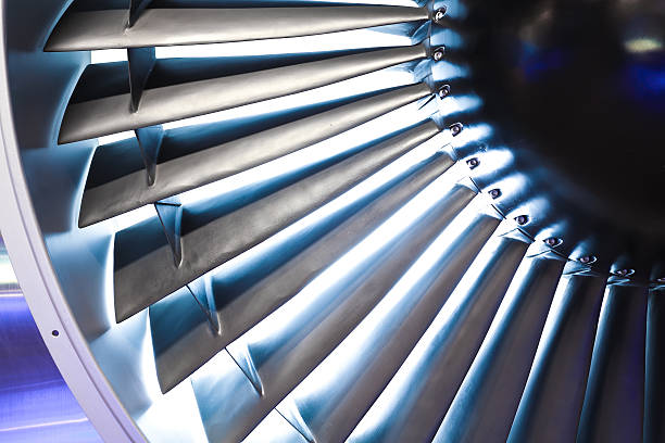 istock Jet engine turbine blade airplane of background 628117694