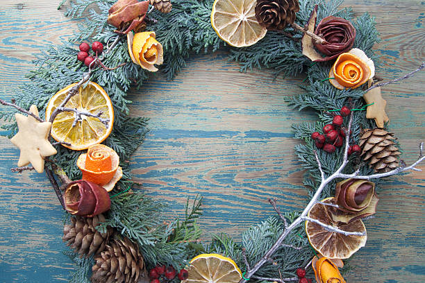 istock Advent wreath on wooden background 628117762