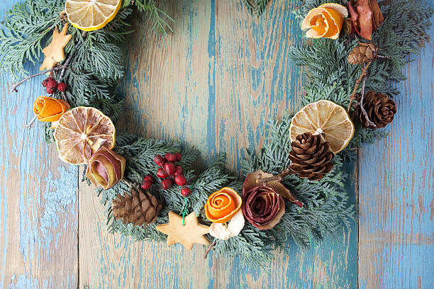 istock Advent wreath on wooden background 628118340