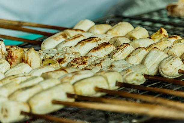 istock Grilled bananas for dessert being grilled on the rack 628120542