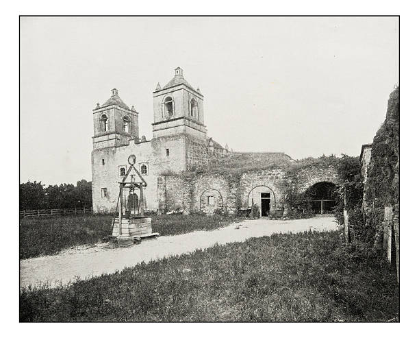 istock Antique photograph of Old mission in San Antonio 628124430