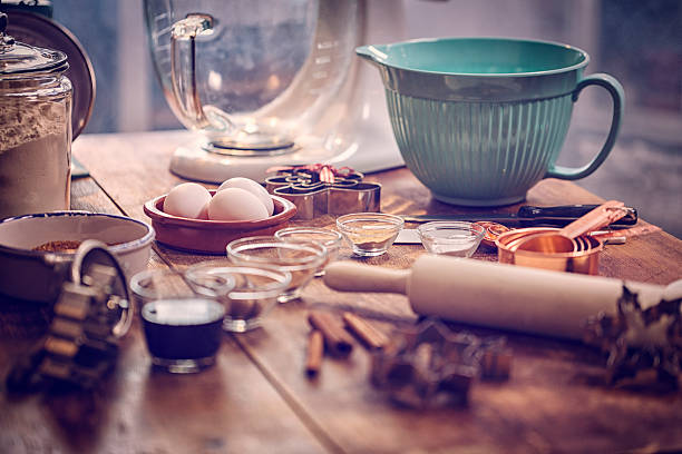 Ingredients and Baking Utensils for Baking Christmas Cookies