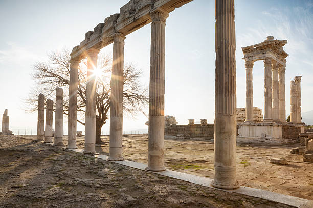 istock Temple of Trajan, Pergamon, Bergama, Izmir, Turkey 628131376