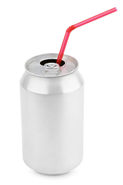 istock Aluminum soda can with straws 628132324