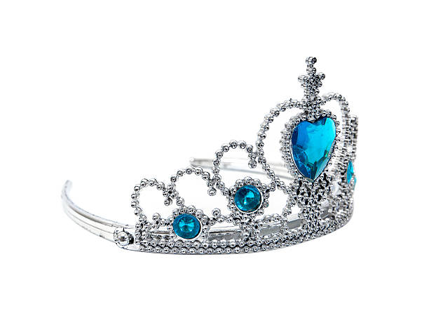 istock Plastic silver tiara toy isolated on white background.Toy crown isolated 628132942
