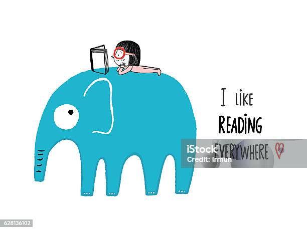 I Like Reading Everywhere Stock Illustration - Download Image Now - Reading, Child, Book