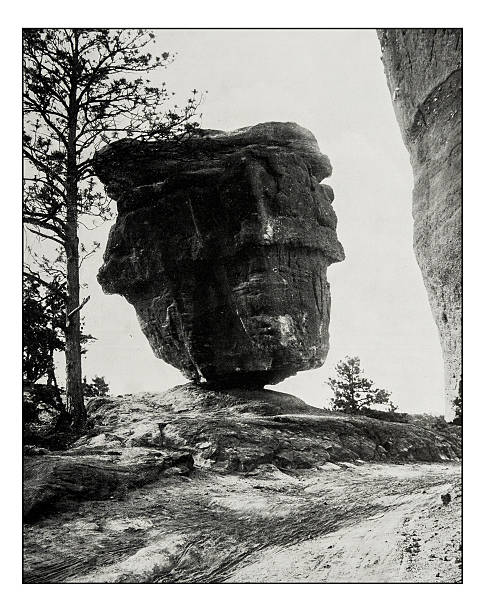 Antique photograph of Balanced Rock in Colorado