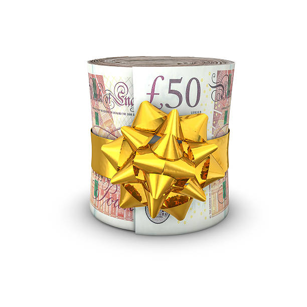 Money roll gift pounds stock photo