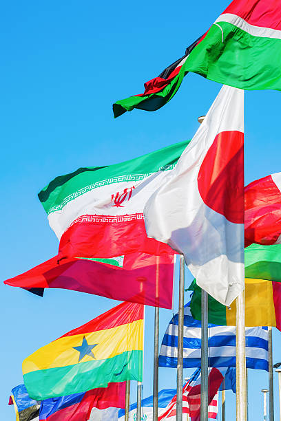 istock blowing flags of the world behind each other 628146068