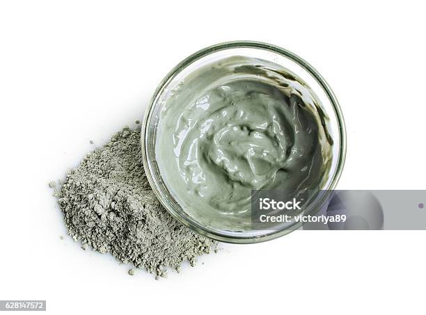 Blue Cosmetic Clay Top View Stock Photo - Download Image Now - Clay, Facial Mask - Beauty Product, Mask - Disguise