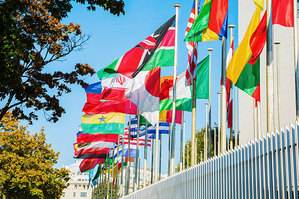 istock World flags in Paris, France 628154432