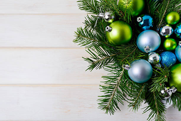 istock Christmas background with blue glitter ornaments 628155400