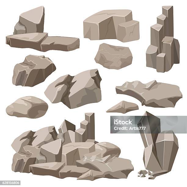 Rocks And Stones Elements Collection Set Vector Illustration Stock Illustration - Download Image Now