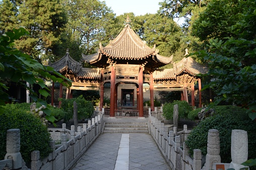 Phoenix Pavilion in the fourth courtyard of the Great Mosque of Xi'an, the largest mosque in China. An active place of worship within Xi'an's Muslim Quarter, is also a popular tourist site. The majority of the mosque was built during the early Ming dynasty and its architecture combines a traditional Chinese architectural form with Islamic functionality.