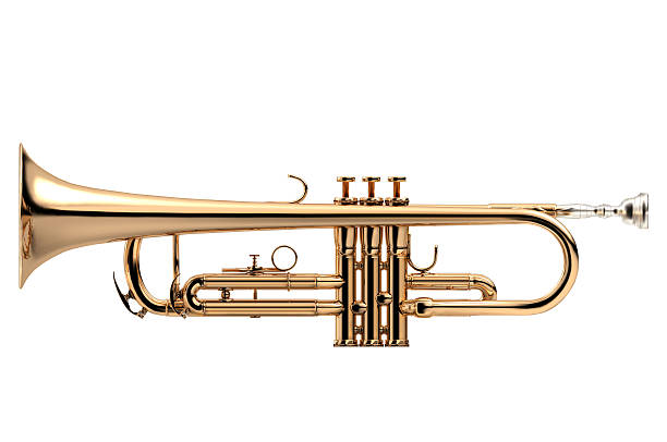 istock Trumpet classical instrument isolated on white 3D illustration 628157568