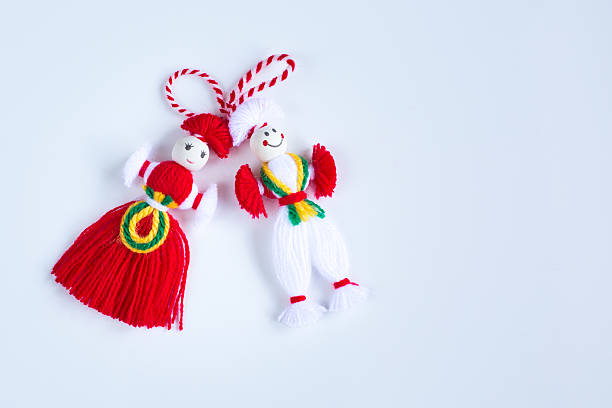 istock Bulgarian Martenitsa spring sign on white background 628158552