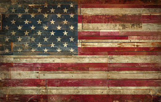 Flag of USA, painted on a grunge Wall