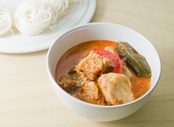 istock Vegan Red Curry with Thai Rice Vermicelli 628159240