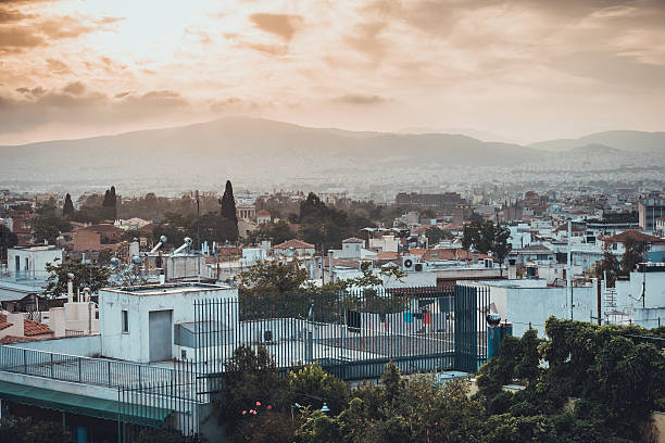 istock athen at greece with beautiful orange sky in the afternoon 628162290