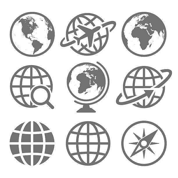 ilustraciones, imágenes clip art, dibujos animados e iconos de stock de icono de globo de tierra - map square shape usa global communications