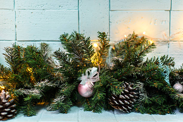 istock Christmas card with spruce branch and bump 628170182