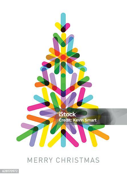 Multicoloured Christmas Tree Stock Illustration - Download Image Now - Christmas Tree, Icon Symbol, Christmas