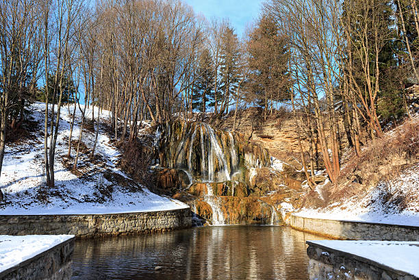 Thermal waterfall in winter - Slovakia stock photo