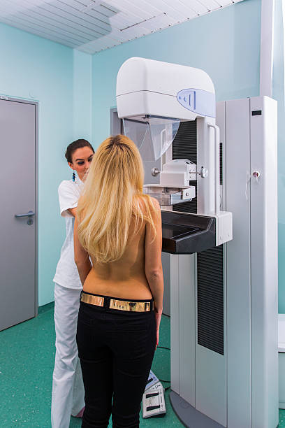 istock Nurse with young women having a mammography 628192084