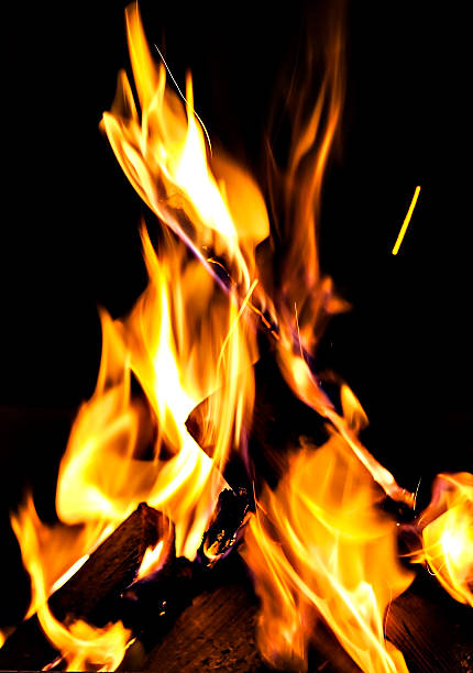 istock bonfire, fire, logs close up at night 628193026