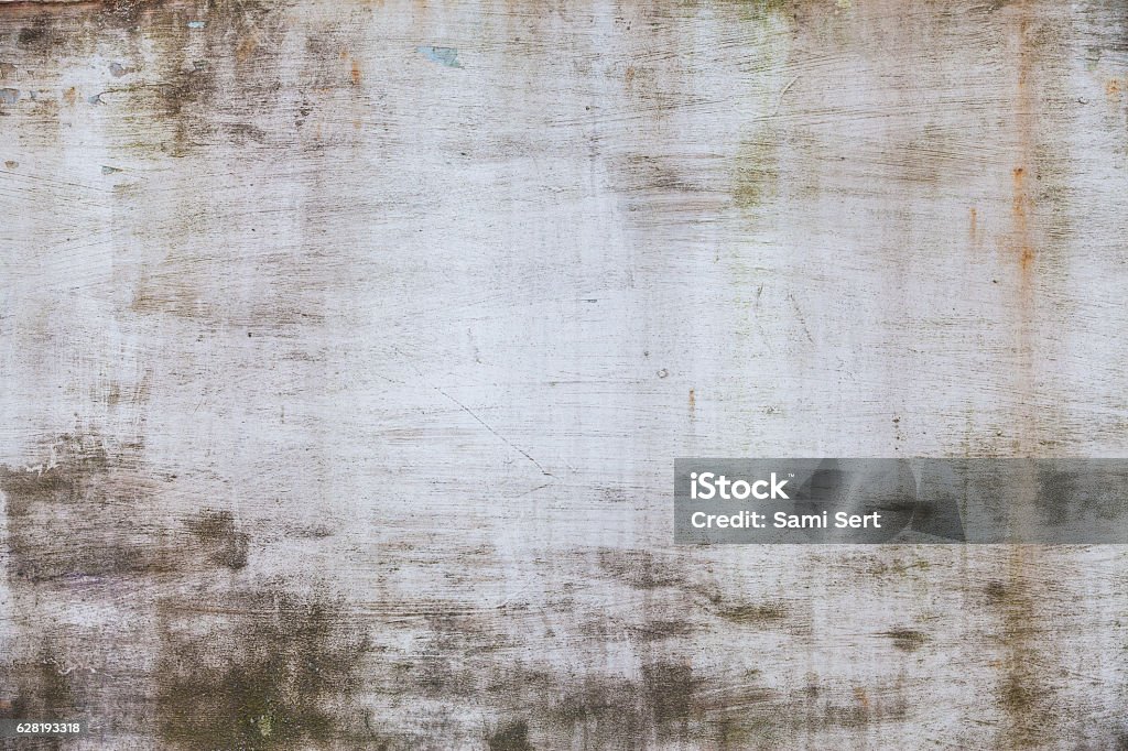 Rusty metal wall background Background of old metal surface painted with white paint. Grunge wall texture Textured Stock Photo