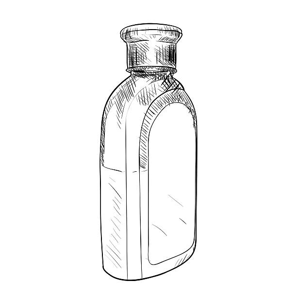ilustrações, clipart, desenhos animados e ícones de esboço vetorial de garrafa - chemical bottle cap chores