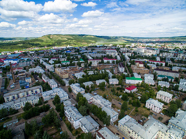 istock Oktyabrsky city, aerial view. Bashkortostan 628195030