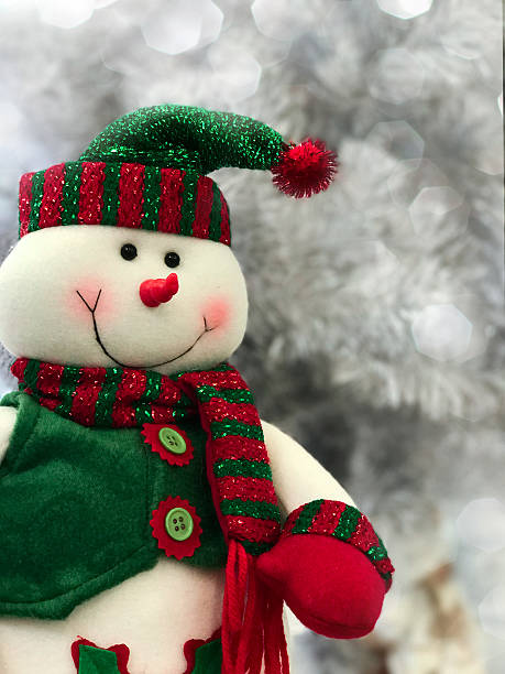 istock Christmas snowman blurred background with a large 628195162