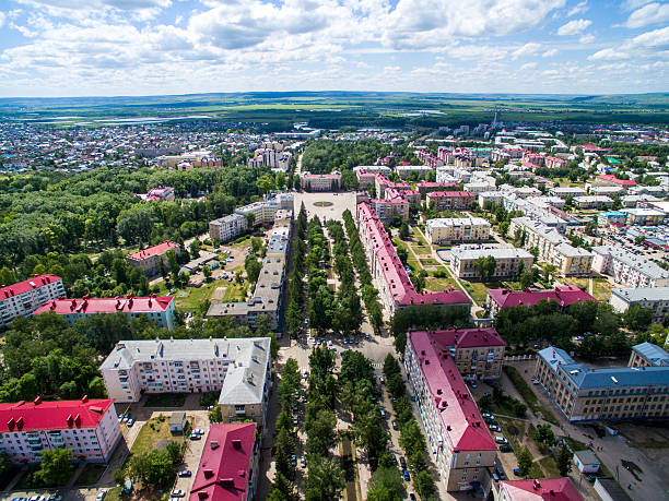 istock Oktyabrsky city, aerial view. Bashkortostan 628195376