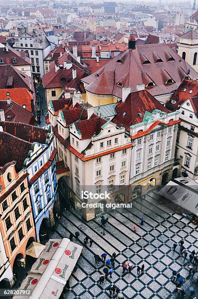 View On Prague Old Town Square From Top Stock Photo - Download Image Now - Capital Cities, City, Cityscape