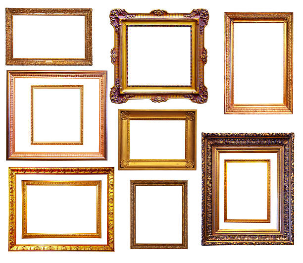 istock Set of gilded frames. Isolated over white background 628208048