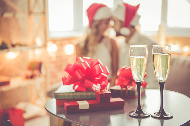 istock Beautiful couple celebrating Christmas 628208474