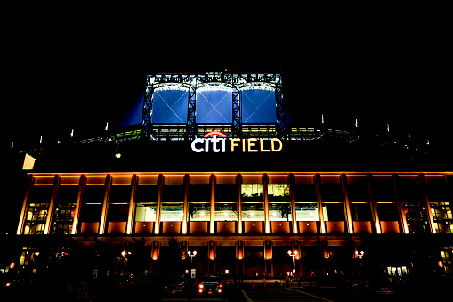 New York, NY, USA - September 20, 2016: Citi Field in Night: Home of major league baseball team the New York Mets.