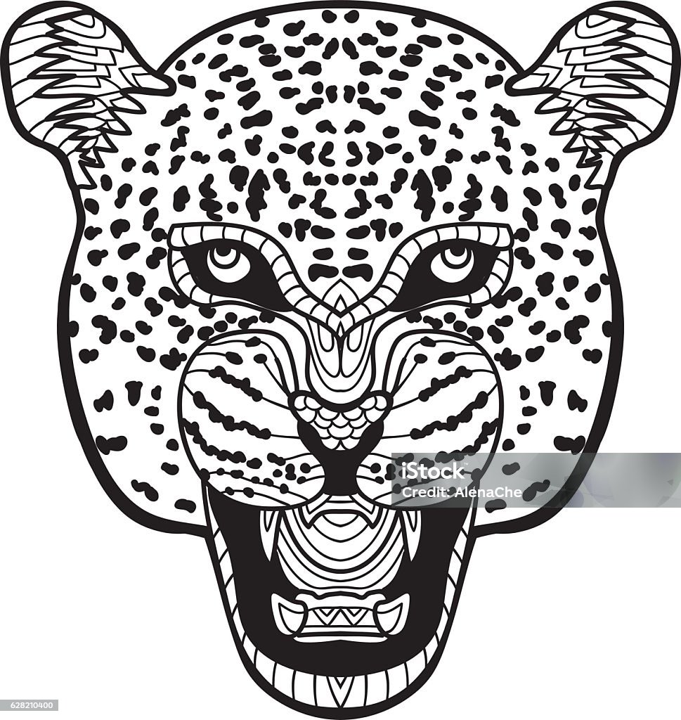 Vẽ Mực Vẽ Tay Đơn Sắc Jaguar Sơn Trên Lưng Trắng Hình minh họa Sẵn ...