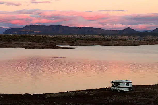 Photo of Camper Parked on Lake Pleasant Shoreline